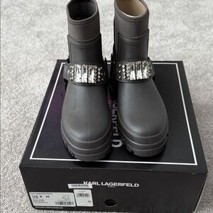 Karl Lagerfeld Charcoal Embellished Ankle Boots